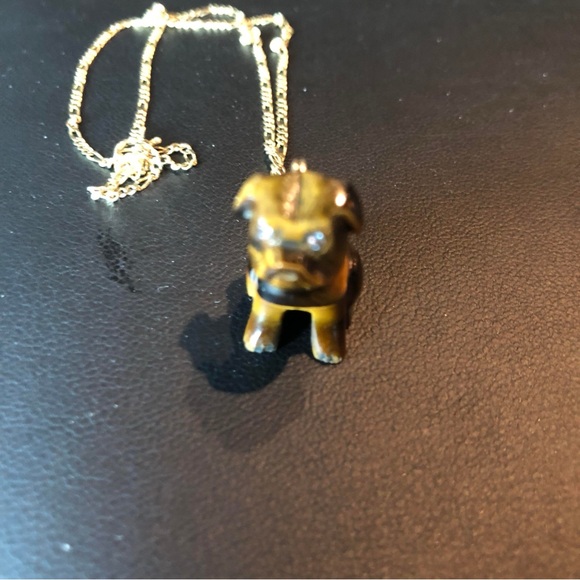 Antique fabrege dog pendent with diamond eyes in gold - Picture 2 of 16